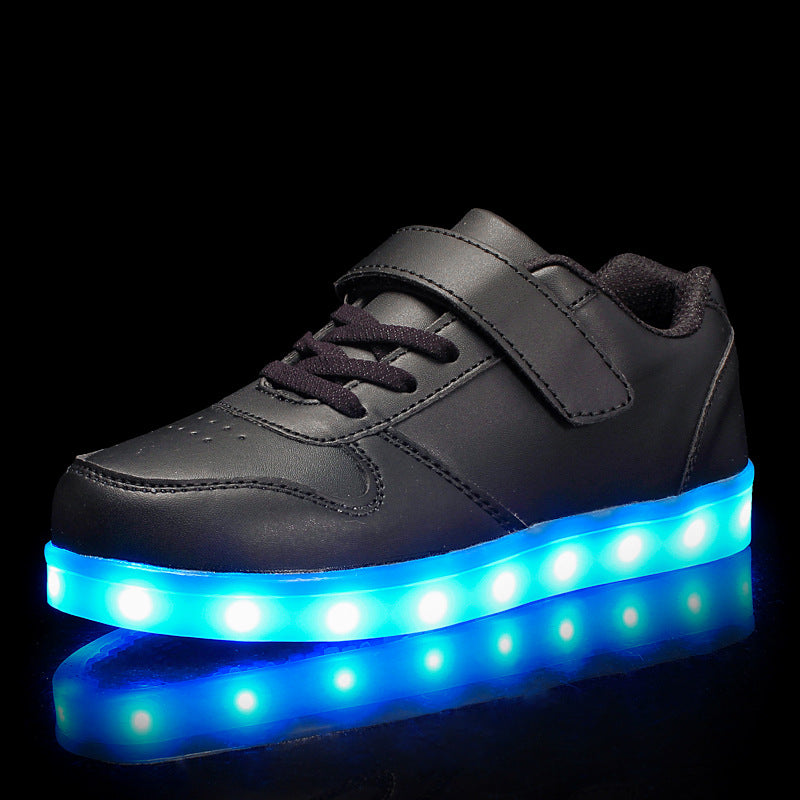 flowersverse Children's Luminous Shoes Middle and Big Children's Charging Korean Fashion Luminous Ghost Dance Luminous Shoes Student Sports Children's Shoes with Lights