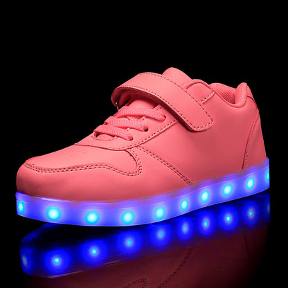 flowersverse Children's Luminous Shoes Middle and Big Children's Charging Korean Fashion Luminous Ghost Dance Luminous Shoes Student Sports Children's Shoes with Lights