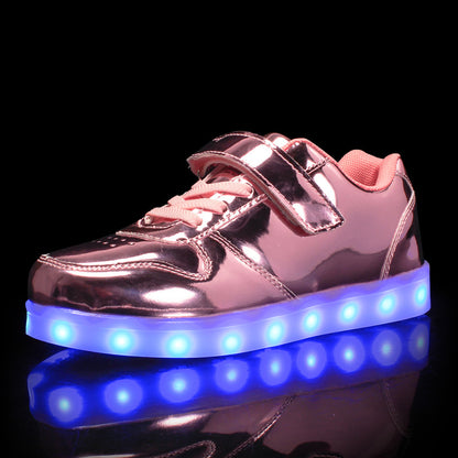 flowersverse Children's Luminous Shoes Middle and Big Children's Charging Korean Fashion Luminous Ghost Dance Luminous Shoes Student Sports Children's Shoes with Lights