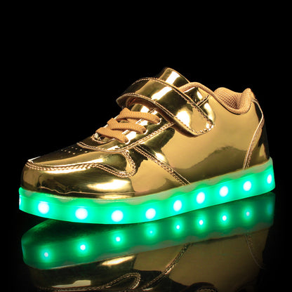 flowersverse Children's Luminous Shoes Middle and Big Children's Charging Korean Fashion Luminous Ghost Dance Luminous Shoes Student Sports Children's Shoes with Lights