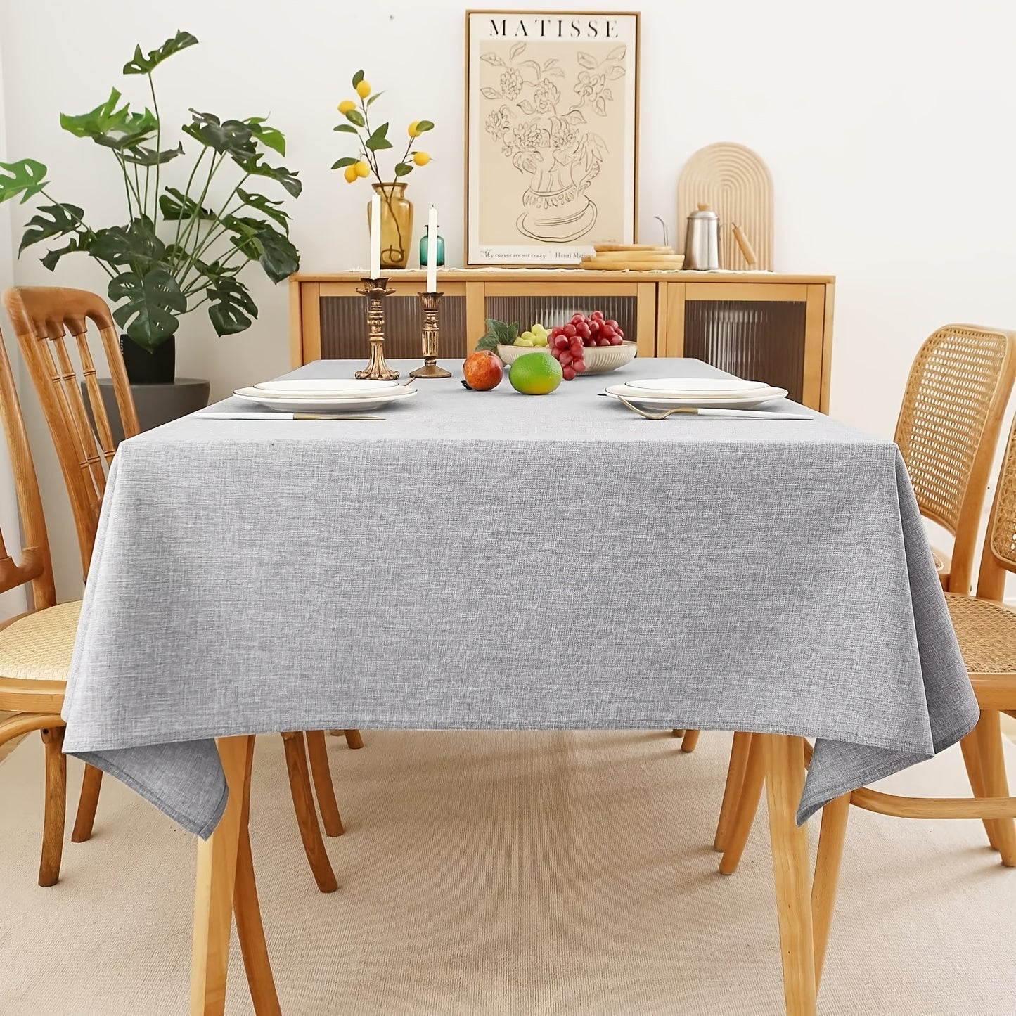 1PC Waterproof & Oil-Proof Polyester Rectangle Tablecloth, Simple Style for Picnic, Holiday Party, Home Decor