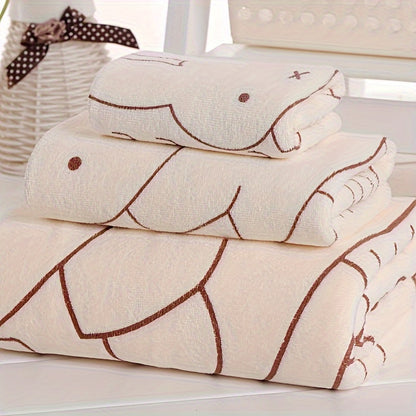 Soft and Absorbent Cartoon Bath Towel Set: 3 Pieces in Small, Medium, and Large Sizes - Perfect for Summer Fun!