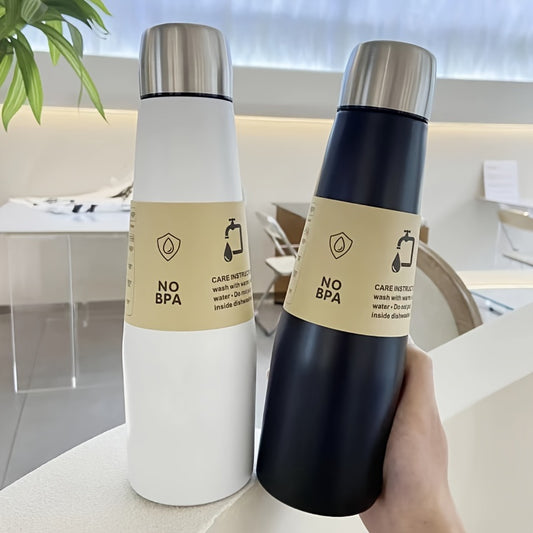 Stylish Stainless Steel Insulated Water Bottle - Large Capacity, Vacuum-Sealed for Hot & Cold Drinks, Portable Sports Cup, PVC-Free, Hand Wash Recommended