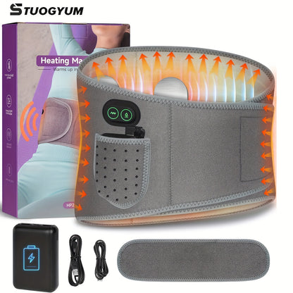 STUOGYUM Fast Heating Pad Belt - Electric Blankets with Vibration Massage, 3 Heating Levels, 8000mAh Portable Power, Abdomen and Waist Heating, Large Heating Pad, 3 Massage Modes, Belt Charging