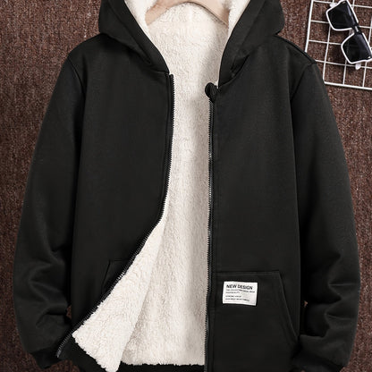 Cozy Boys' Fleece Jacket - Soft Fleece Lined, Zip Up, Hooded, Non Stretch, Label Patched, Casual Wear for Fall and Winter - Comfortable Boys Clothes for Chilly Days