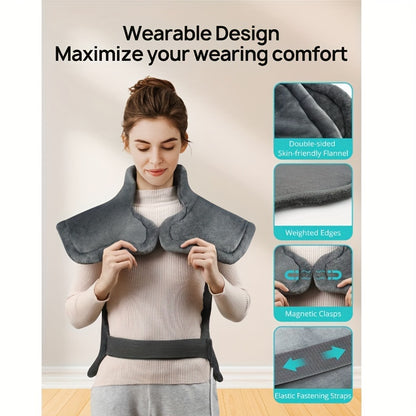 Evajoy Extra-Large Electric Massager Heating Pad - 24" x 29.5" for Back Pain Relief EJ-BD033