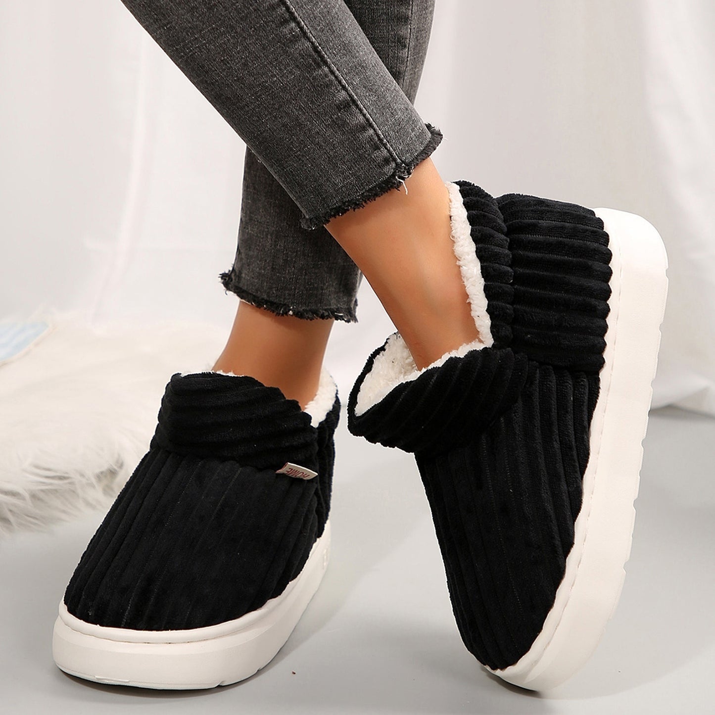 Cozy Fuzzy House Slippers for Women - Soft, Warm, and Elegant Cotton Slippers with Anti-Slip Soles for Indoor Wear - Perfect for Cold Winter Days, Relaxation, and Lounging Around the House