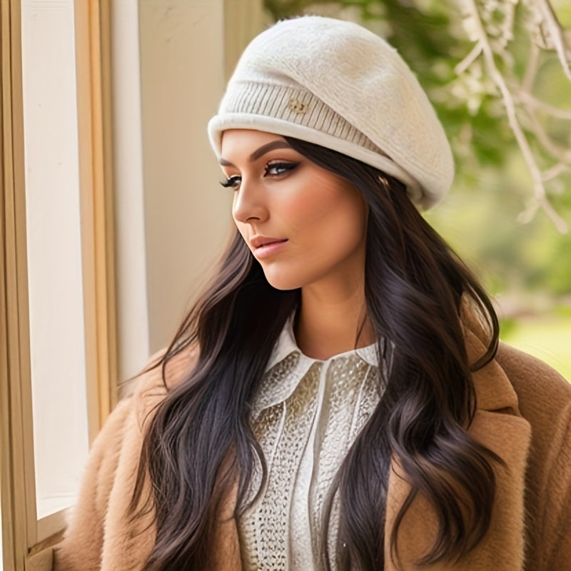 Elegant Warm Knit Beret for Women - Breathable, Adjustable & Perfect for All Winter Occasions | Ideal Holiday Gift