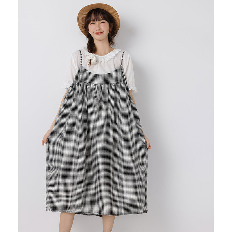 flowersverse Plain Casual Cotton-Blend Two Piece Dress