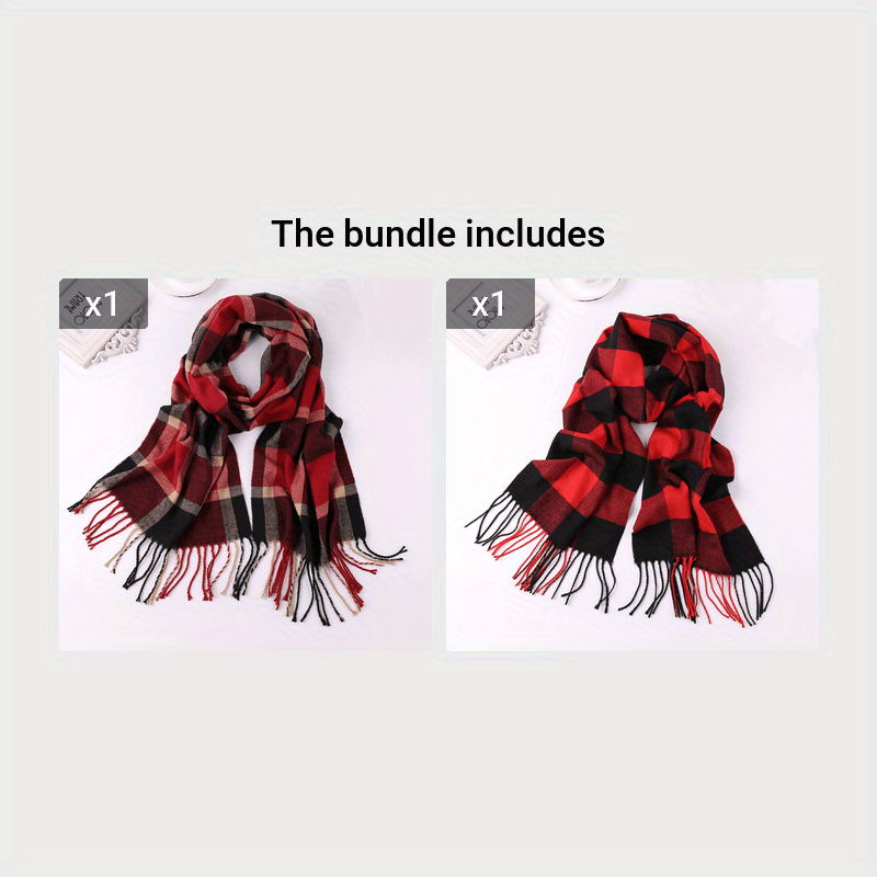 Men's Plaid Pattern Fringe Scarf