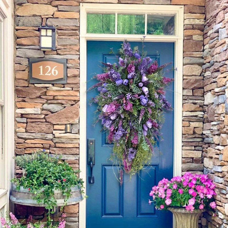 Artificial Spring Wreath Decor Wreath Home Decoration Spring Wreath Flower Wreath Floral Spring Artificial Wreaths