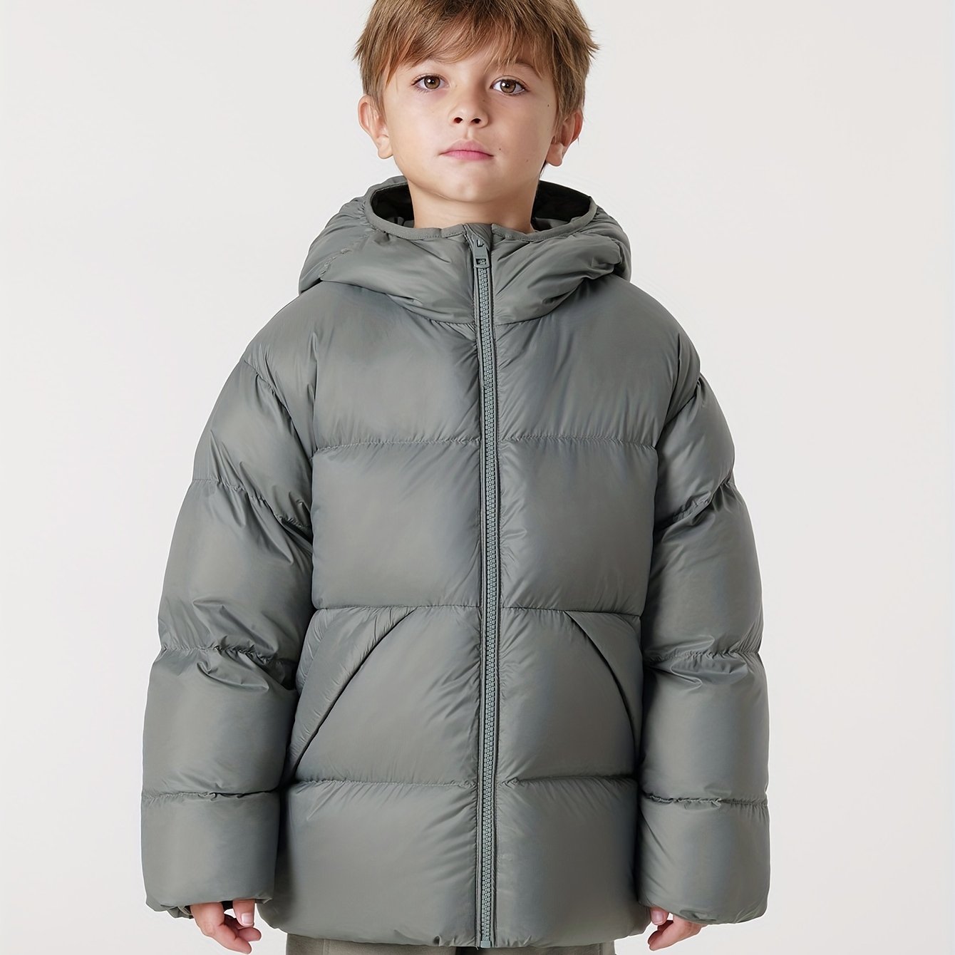 MARC&JANIE Kid's Outdoor Down Jacket, Light-weight Warm Zip Up Jacket, Boy's Clothes For Winter Outdoor, As Gift