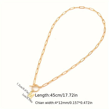 Toggle Clasp Initial Pendant Necklace Stainless Steel Paperclip Chain Necklace For Women