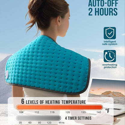 Extra Large 12 x 24 Heat Pad for Back, Neck, and Shoulder - 6 Heat Settings, Auto Shut Off, Electric Heat Blanket, Perfect Christmas Gift for Women, Mom, Sister