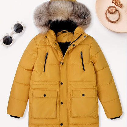 Lamb Wool Thickened Large Boy's Hooded Padded Jacket - Waterproof and Windproof Snow Suits for Winter - Premium Quality, Warm and Cozy for Outdoor Activities