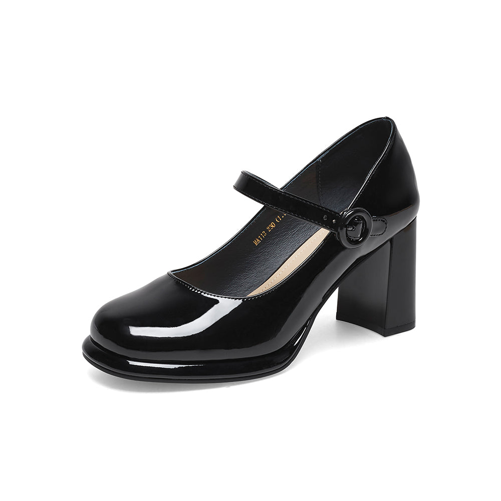 flowersverse - Women Basto Vintage Chunky Heel White Mary Jane