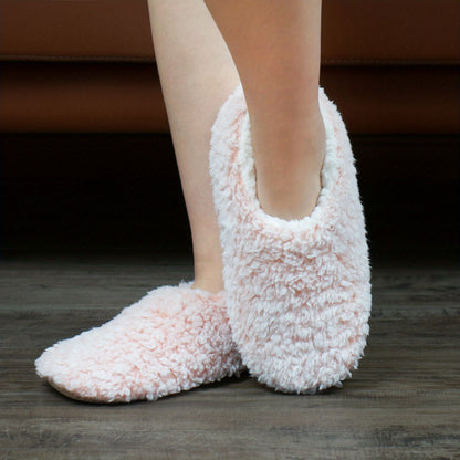 Womens Solid Color Ultra-Soft Plush Slippers - Cozy Slip-On Design for Indoor Comfort - Perfect Lounging Shoes