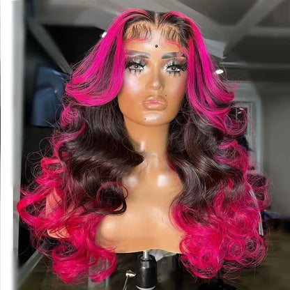 Ash Blonde Highlights 13x4 Lace Front Human Hair for Women Black Roots Ombre Body Wave Synthetic Wig Pre Plucked