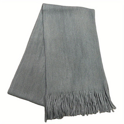 1pc Mid-length Men's Winter Tassel Warm Imitation Cashmere Scarf