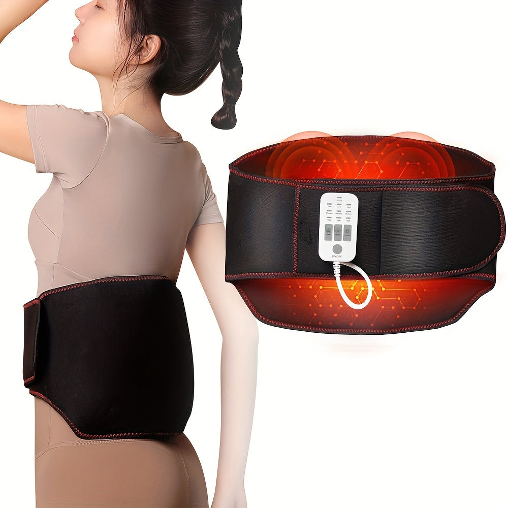 Heating Pad for Back, Heat Back Massager, Belly Wrap Belt with Vibration Massage, Fast Heating Pads with Auto Shut Off, Heated Massage Belt for Abdominal, Lumbar, Fit for Women, Men