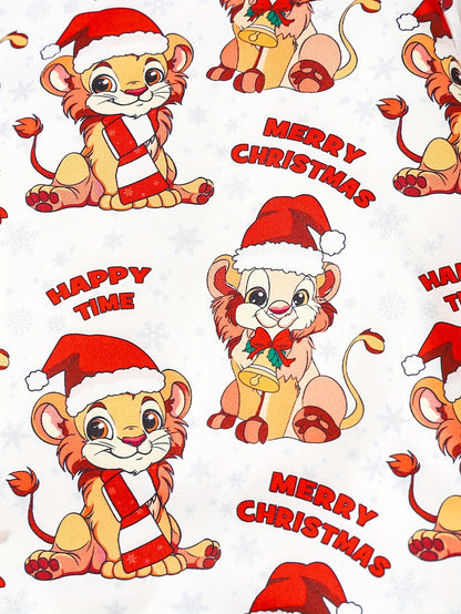 3pcs, MERRY CHRISTMAS Printed Baby Boy's Soft Long Sleeves Jumpsuit + Pants + Hat Set For Everyday & Outdoors, Autumn And Winter Essential, Ideal Gift