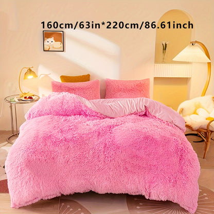 3-Piece Plush Velvet Duvet Cover Set - Soft, Comfortable, Warm, and Cozy Bedding for Autumn and Winter - Ideal for Bedroom and Guest Room, Without Core