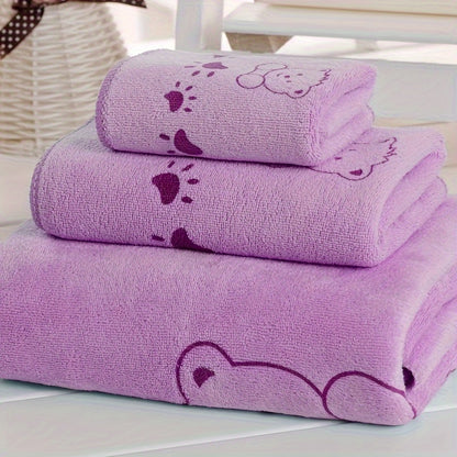 Soft and Absorbent Cartoon Bath Towel Set: 3 Pieces in Small, Medium, and Large Sizes - Perfect for Summer Fun!