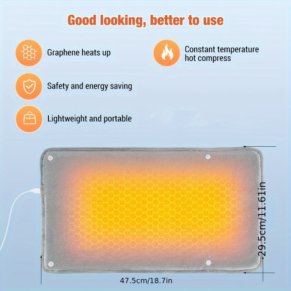 USB Heated Knee Pad with Intelligent Thermostat, Warm Electric Blanket for Hands, Feet, Waist - USB Powered, ≤36V Operating Voltage, No Battery Required