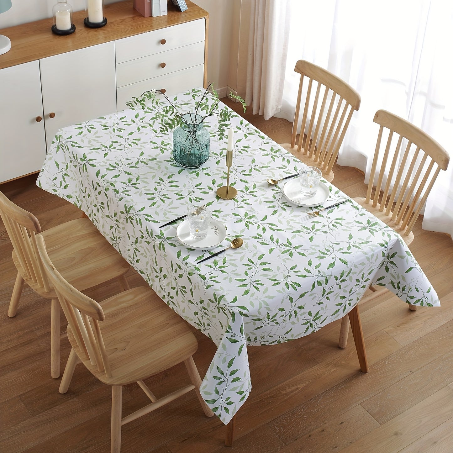 1pc Waterproof and Oil-proof Leaf PVC Tablecloth for Living Room Coffee Table - Dust-proof Decorative Cloth for Tabletop Protection and Home Decor