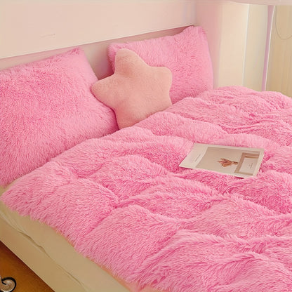 3-Piece Plush Velvet Duvet Cover Set - Soft, Comfortable, Warm, and Cozy Bedding for Autumn and Winter - Ideal for Bedroom and Guest Room, Without Core