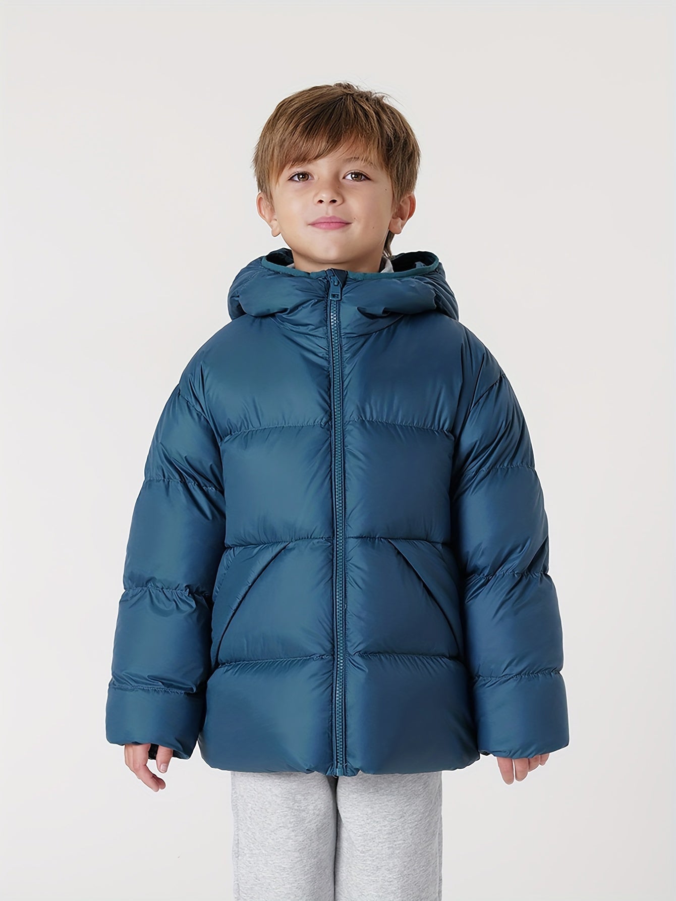 MARC&JANIE Kid's Outdoor Down Jacket, Light-weight Warm Zip Up Jacket, Boy's Clothes For Winter Outdoor, As Gift