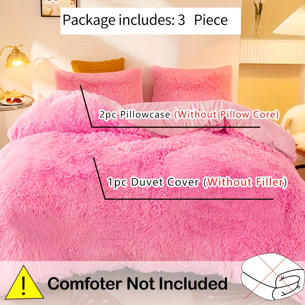 3-Piece Plush Velvet Duvet Cover Set - Soft, Comfortable, Warm, and Cozy Bedding for Autumn and Winter - Ideal for Bedroom and Guest Room, Without Core