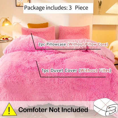 3-Piece Plush Velvet Duvet Cover Set - Soft, Comfortable, Warm, and Cozy Bedding for Autumn and Winter - Ideal for Bedroom and Guest Room, Without Core