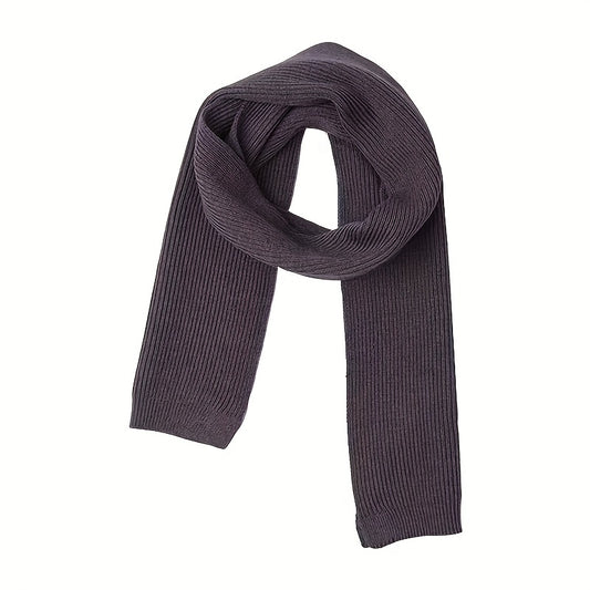1pc Plain Color Versatile Simple Knitted Scarf For Men Autumn Winter