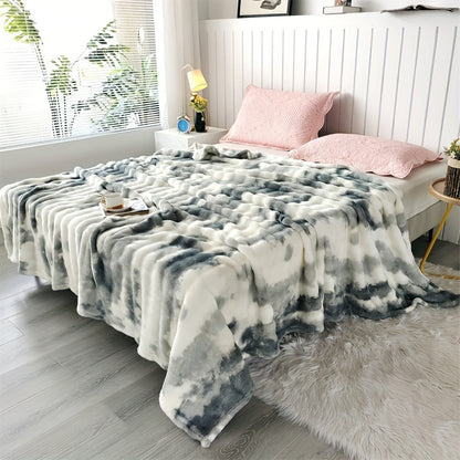 Ultra-Soft Faux Rabbit Fur Throw Blanket - Tie-Dye Plush, Warm & Cozy For All Seasons, Reversible, Machine Washable - Perfect For Sofa, Bed, Living Room