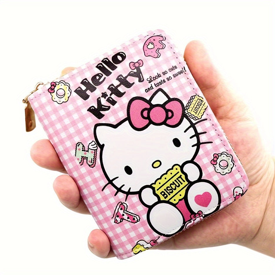 Adorable Hello Kitty PU Leather Coin Purse Wallet - Secure Zipper & Card Organizer - Stylish Key Holder for Effortless Everyday Style