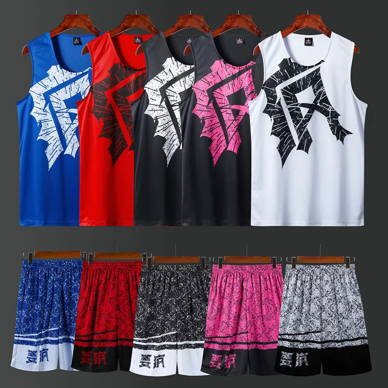 Men Basketball Uniforms Sports kits college tracksuits adult basketball training jersey set Breathable Basketball jersey custom