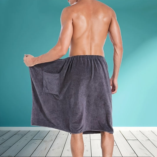 1pc Soft & Absorbent Microfiber Men's Bath Towel Wrap - Quick-Dry, Skin-Friendly, Plain Color Shower Skirt for Bathroom, Sauna, Spa - Comfortable, Lightweight, Easy to Wear