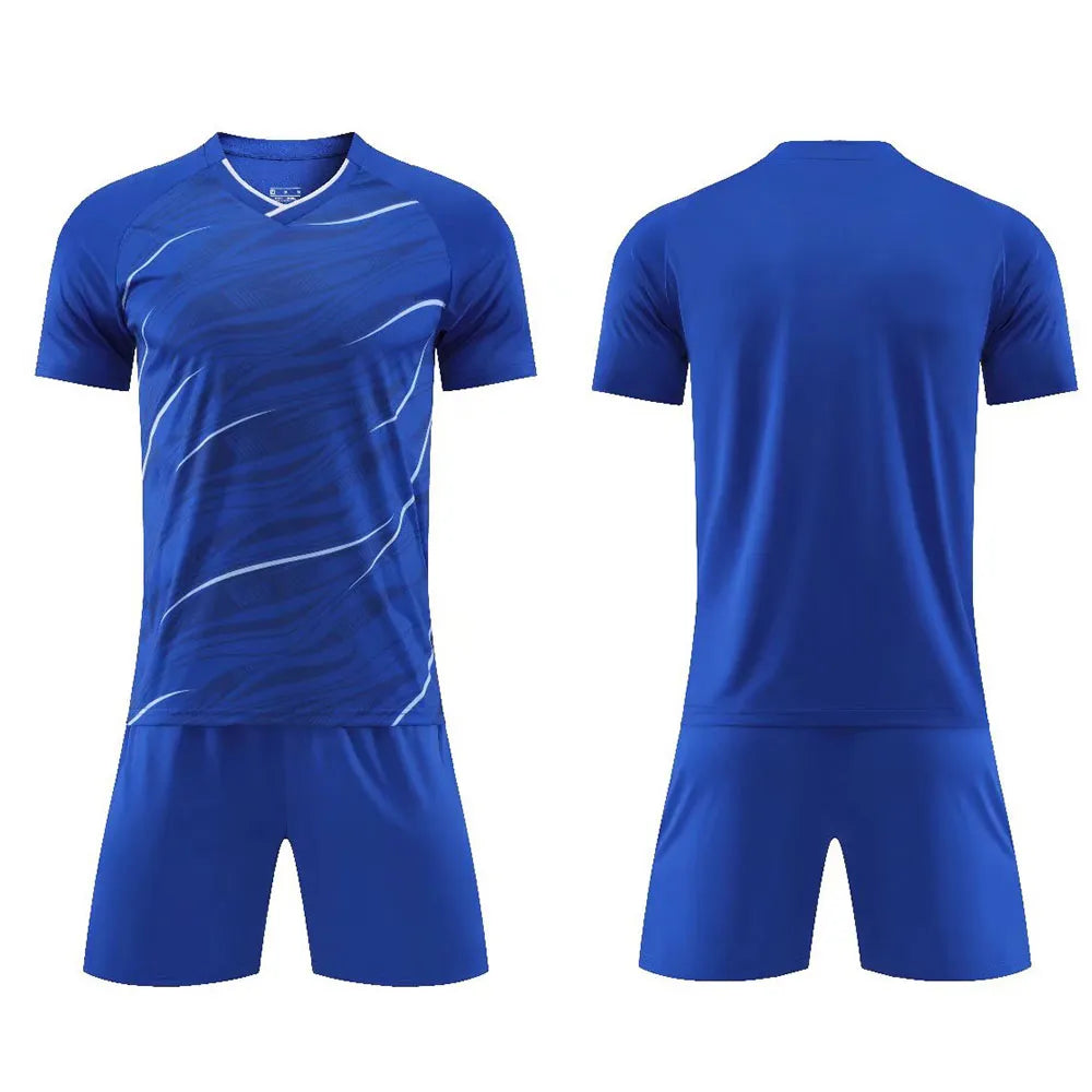 Quick Dry 2 Piece Children Football Jersey Sets Custom Men Team Club Training Soccer Uniform Outfit  Summer Sportswear Kit