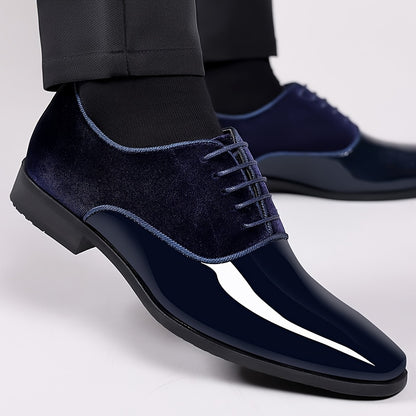 Elegant Men's Square-Toe Oxford Shoes: Lace-Up, Sleek PU Perfect for Office & Formal Wear – Comfort & Style Combined