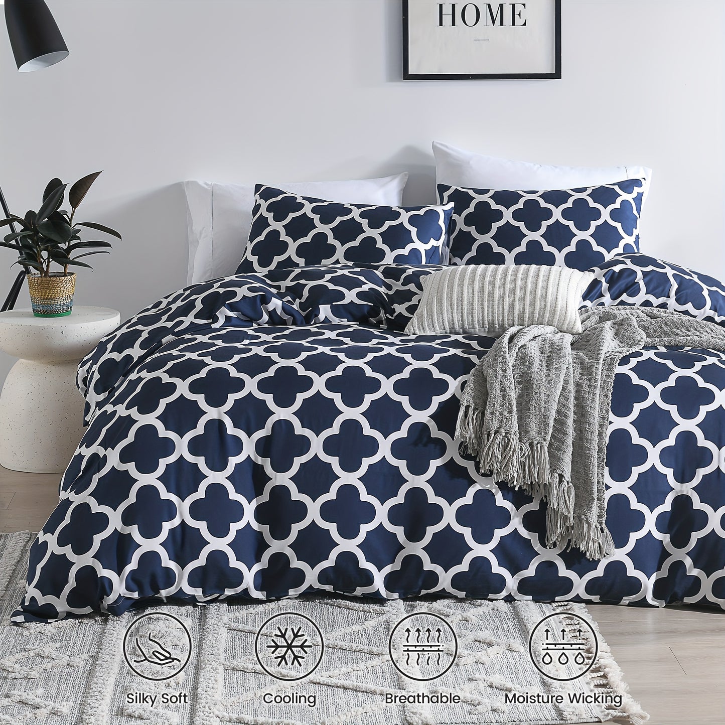 3-Piece 100% Bamboo Fiber Quilt Cover Set - Luxuriously Soft, Cool & Durable, 300TC - Fade-Resistant, Temperature-Regulating, Silky Smooth - Perfect for Bedrooms & Hotels (Excludes Pillowcases)