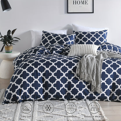 3-Piece 100% Bamboo Fiber Quilt Cover Set - Luxuriously Soft, Cool & Durable, 300TC - Fade-Resistant, Temperature-Regulating, Silky Smooth - Perfect for Bedrooms & Hotels (Excludes Pillowcases)