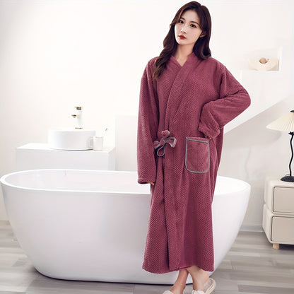 Ultra-Soft Microfiber Bathrobe With Pineapple Pattern - Quick-Dry, Lint-Free, Easy-Wear Design For Home & Hotel Use