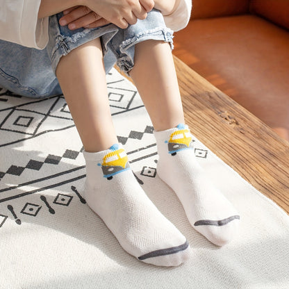 5 Pairs Of Toddler's Cute Car Design Low-cut Ankle Socks, Soft Comfy Cotton Blend Children's Socks For Boys Girls All Seasons Wearing