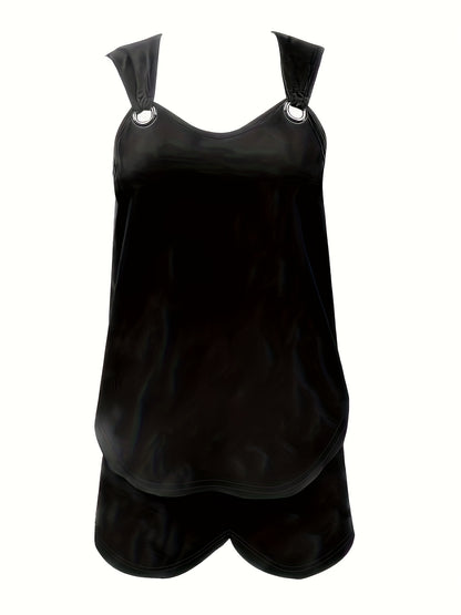 Chic Summer Two-piece Set - V-Neck Sleeveless Tank Top and Matching Shorts for Women - Casual and Comfortable Outfit