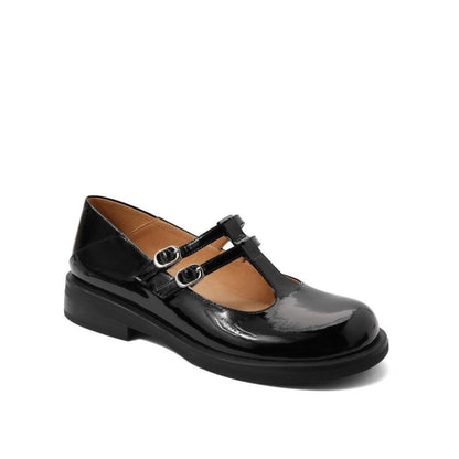 flowersverse - Women Cutout Leather Retro Mary Janes