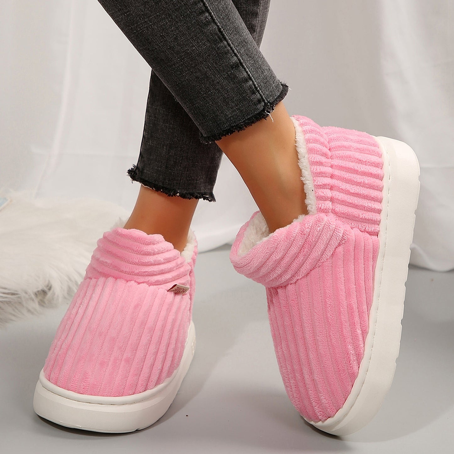 Cozy Fuzzy House Slippers for Women - Soft, Warm, and Elegant Cotton Slippers with Anti-Slip Soles for Indoor Wear - Perfect for Cold Winter Days, Relaxation, and Lounging Around the House
