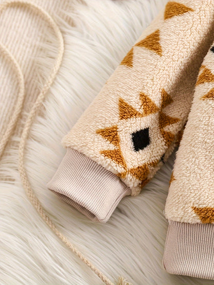 Boys' Cozy Fleece Christmas Outfit - Festive Printed Sweatshirt & Pants Set, Warm for Fall/Winter