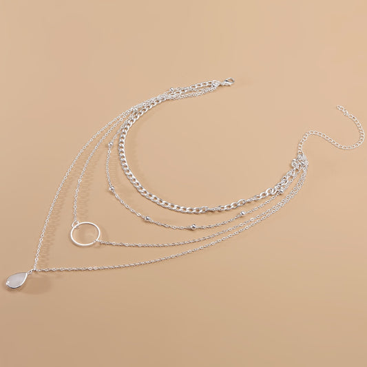Exquisite Multilayer Circle Water Drop Chain Necklace Women's Necklace Jewelry Gift
