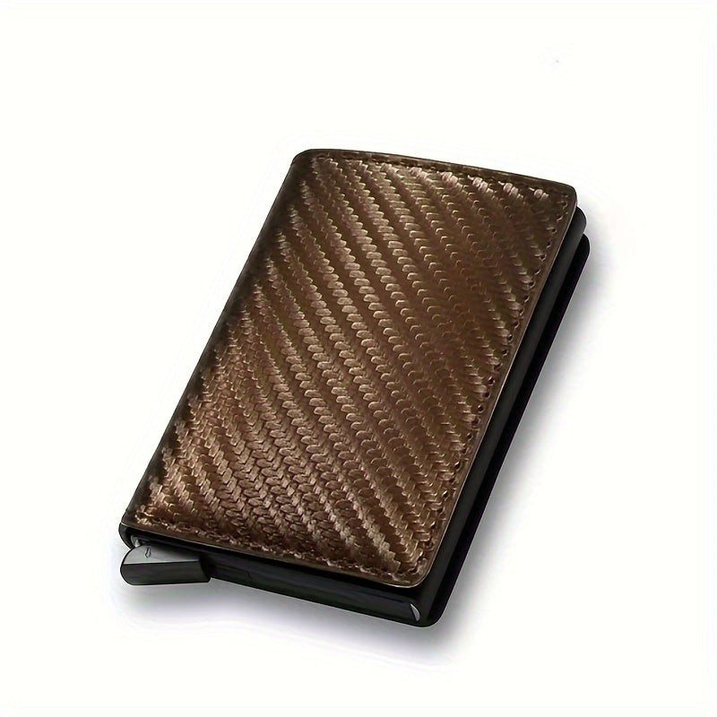 Men's Sleek Carbon Fiber Wallet - RFID Secure, Pop-Up Card Holder, Slim & Stylish, Perfect Business Gift